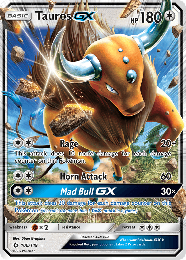 Carta Tauros-GX 100/149 do set Sun & Moon — Pokémon TCG | Bynx