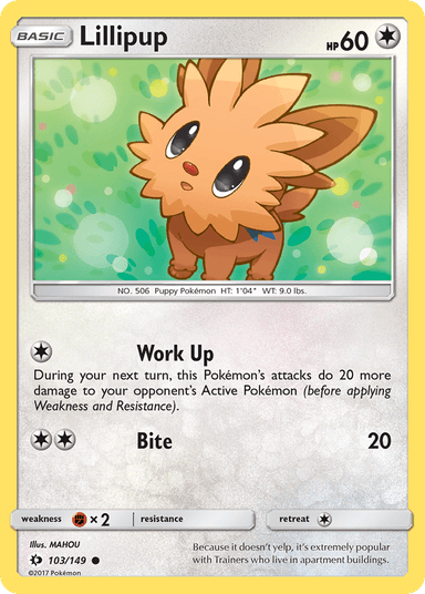 Carta Lillipup 103/149 do set Sun & Moon — Pokémon TCG | Bynx