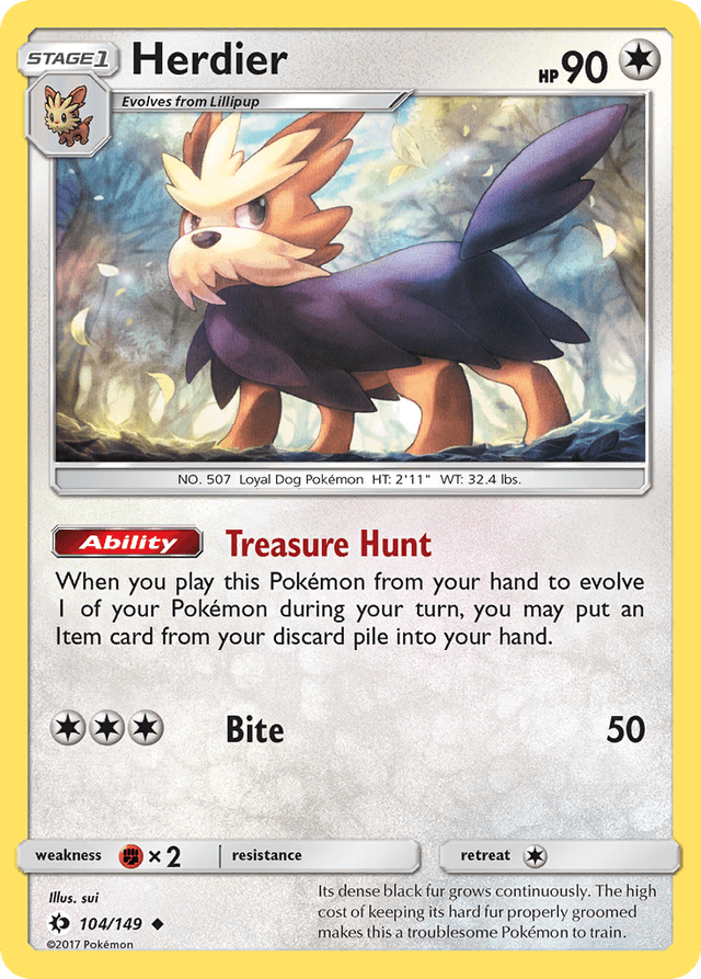 Carta Herdier 104/149 do set Sun & Moon — Pokémon TCG | Bynx