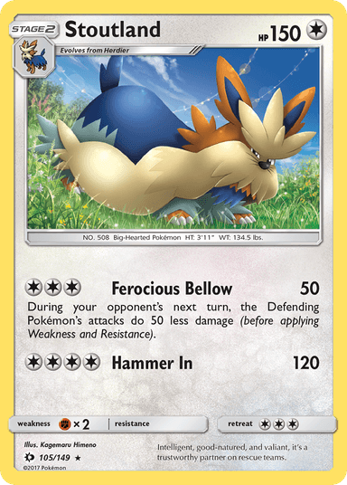 Carta Stoutland 105/149 do set Sun & Moon — Pokémon TCG | Bynx