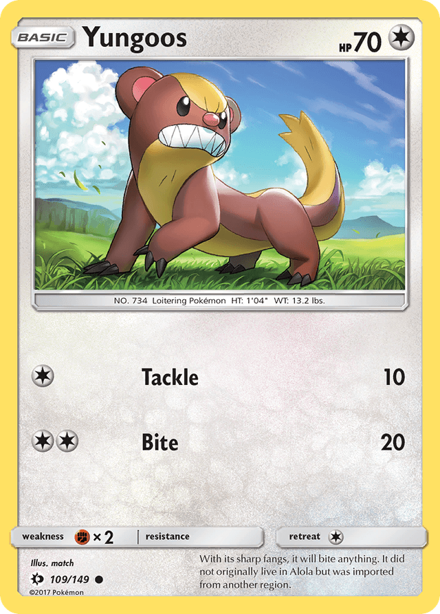 Carta Yungoos 109/149 do set Sun & Moon — Pokémon TCG | Bynx