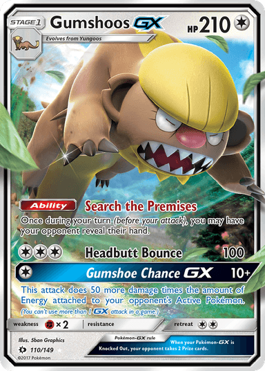 Carta Gumshoos-GX 110/149 do set Sun & Moon — Pokémon TCG | Bynx
