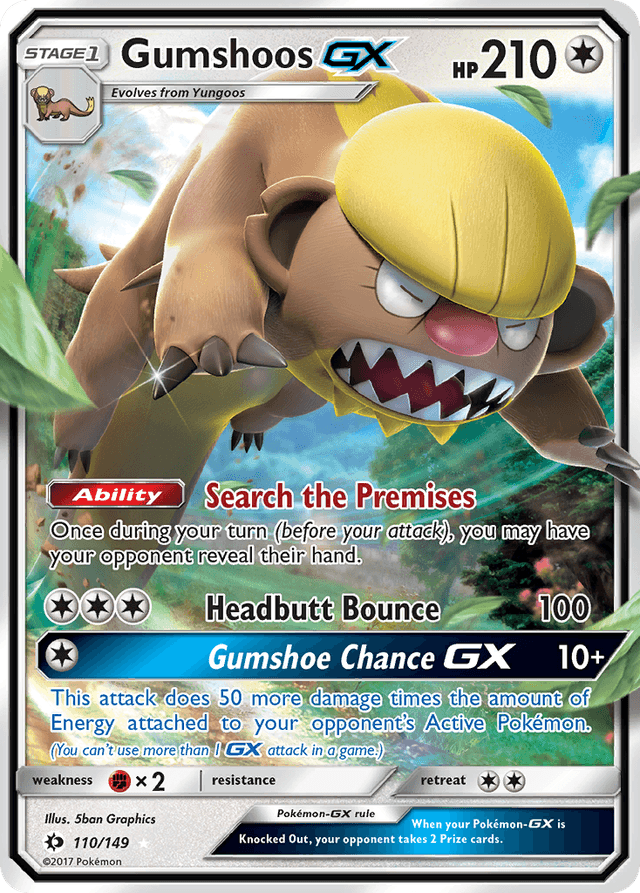 Carta Gumshoos-GX 110/149 do set Sun & Moon — Pokémon TCG | Bynx