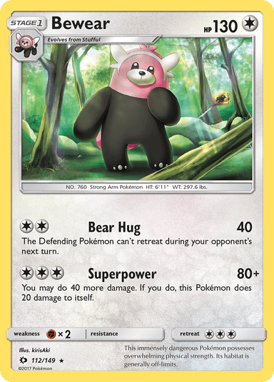 Carta Bewear 112/149 do set Sun & Moon — Pokémon TCG | Bynx