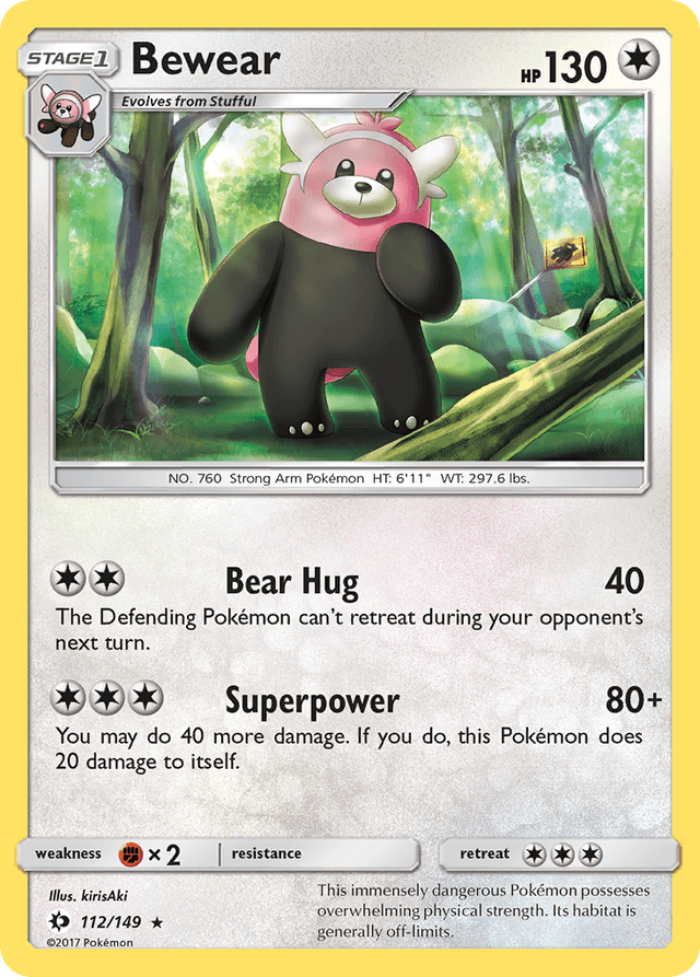Carta Bewear 112/149 do set Sun & Moon — Pokémon TCG | Bynx
