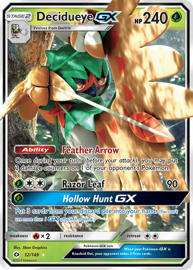 Carta Decidueye-GX 12/149 do set Sun & Moon — Pokémon TCG | Bynx