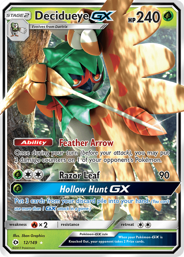 Carta Decidueye-GX 12/149 do set Sun & Moon — Pokémon TCG | Bynx