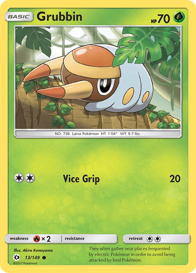 Carta Grubbin 13/149 do set Sun & Moon — Pokémon TCG | Bynx