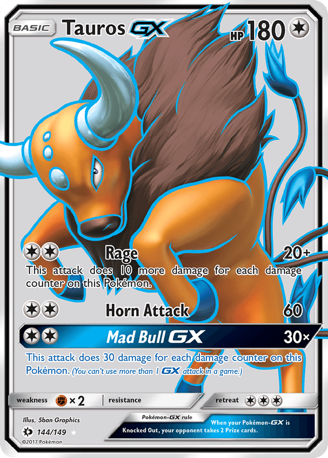 Carta Tauros-GX 144/149 do set Sun & Moon — Pokémon TCG | Bynx