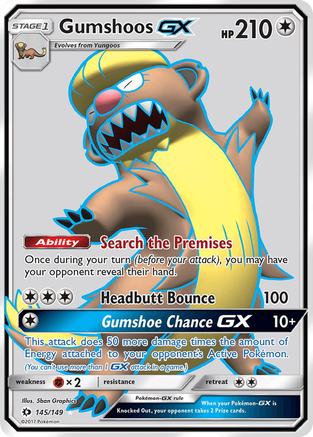 Carta Gumshoos-GX 145/149 do set Sun & Moon — Pokémon TCG | Bynx