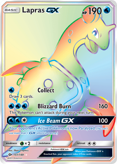 Carta Lapras-GX 151/149 do set Sun & Moon — Pokémon TCG | Bynx
