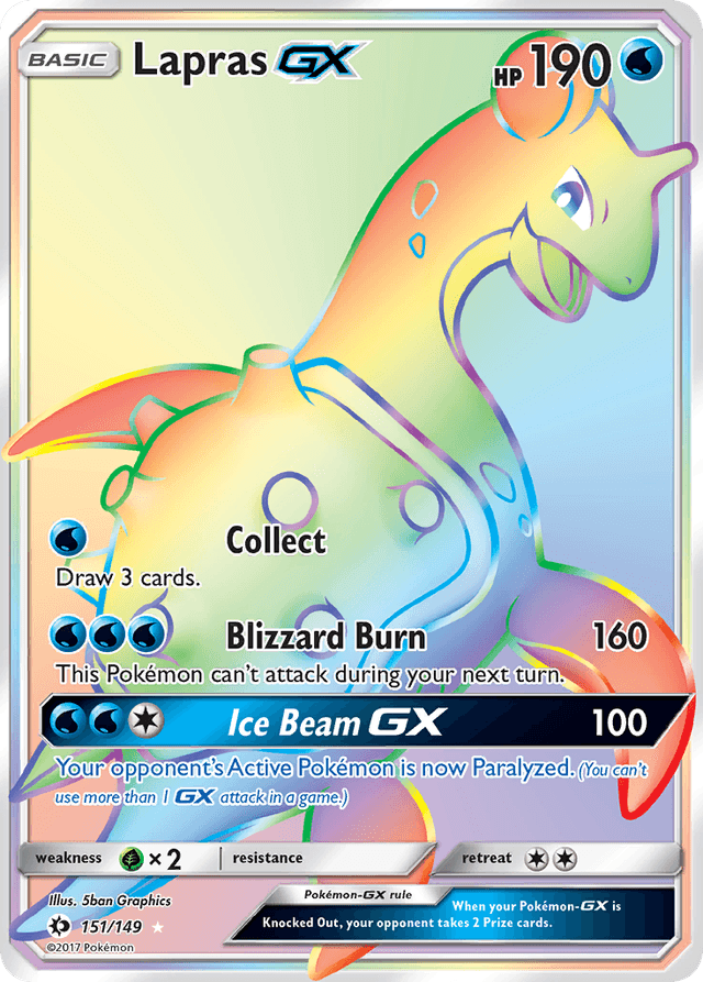 Carta Lapras-GX 151/149 do set Sun & Moon — Pokémon TCG | Bynx