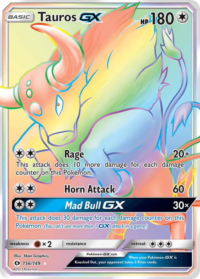Carta Tauros-GX 156/149 do set Sun & Moon — Pokémon TCG | Bynx