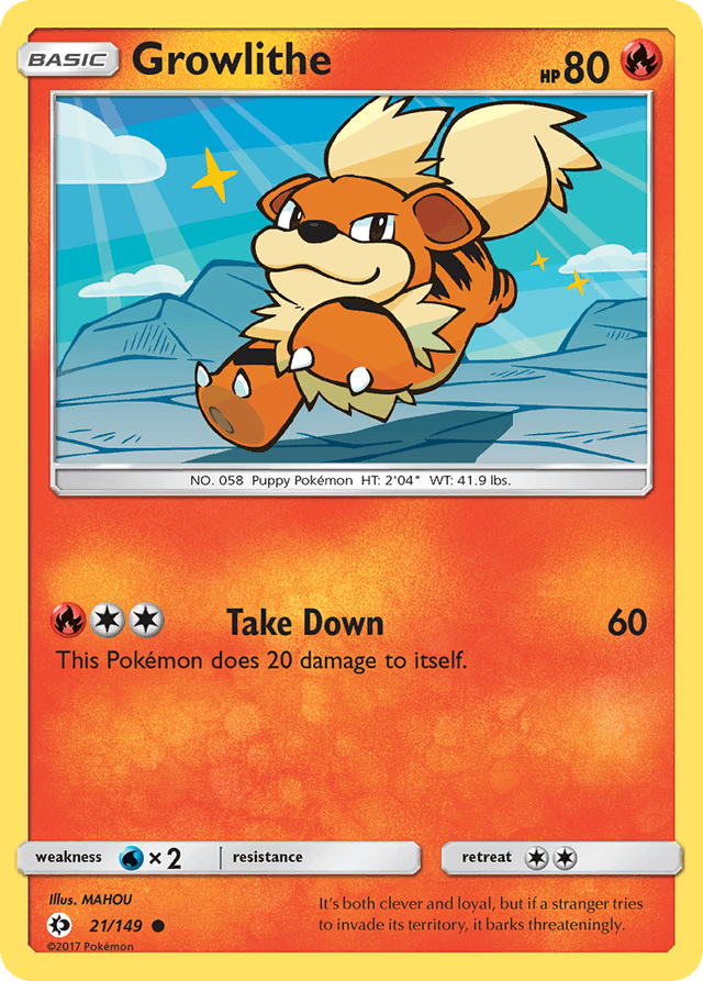 Carta Growlithe 21/149 do set Sun & Moon — Pokémon TCG | Bynx