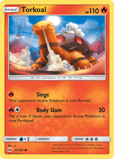 Carta Torkoal 23/149 do set Sun & Moon — Pokémon TCG | Bynx