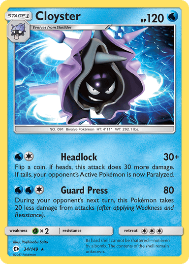 Carta Cloyster 34/149 do set Sun & Moon — Pokémon TCG | Bynx