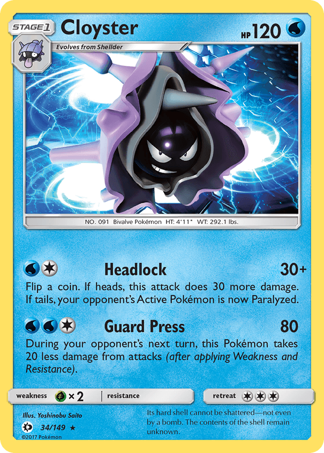 Carta Cloyster 34/149 do set Sun & Moon — Pokémon TCG | Bynx