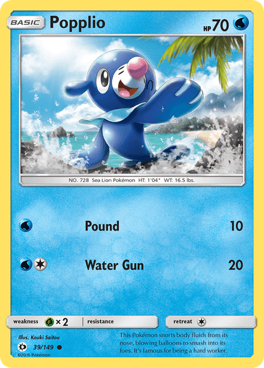 Carta Popplio 39/149 do set Sun & Moon — Pokémon TCG | Bynx