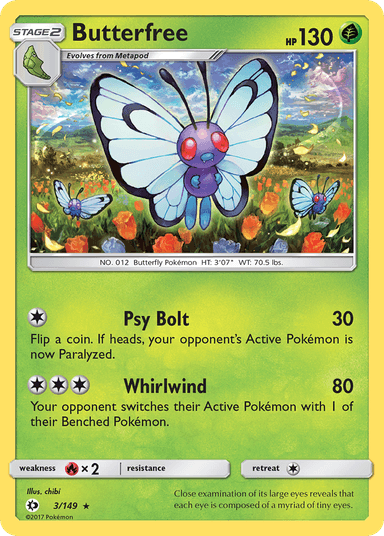 Carta Butterfree 3/149 do set Sun & Moon — Pokémon TCG | Bynx