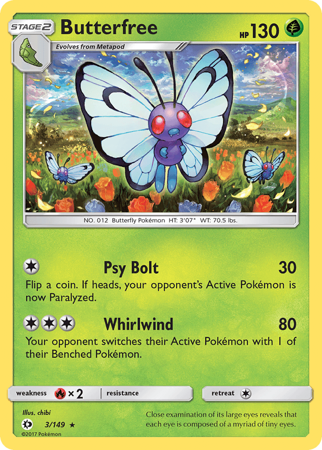 Carta Butterfree 3/149 do set Sun & Moon — Pokémon TCG | Bynx