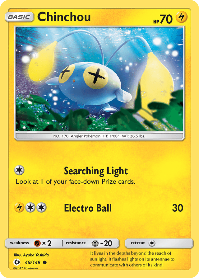 Carta Chinchou 49/149 do set Sun & Moon — Pokémon TCG | Bynx
