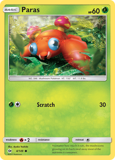 Carta Paras 4/149 do set Sun & Moon — Pokémon TCG | Bynx