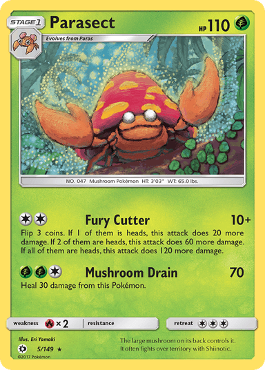 Carta Parasect 5/149 do set Sun & Moon — Pokémon TCG | Bynx