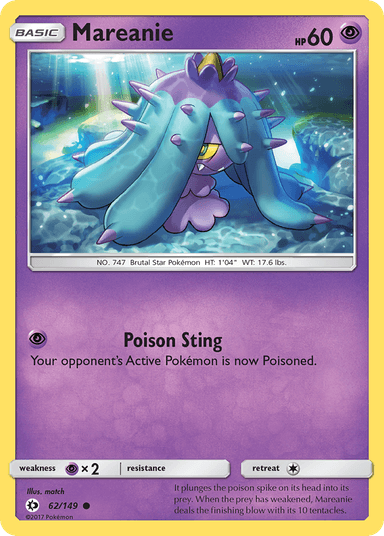 Carta Mareanie 62/149 do set Sun & Moon — Pokémon TCG | Bynx