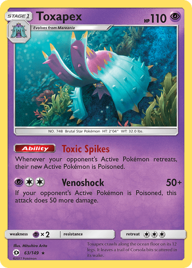 Carta Toxapex 63/149 do set Sun & Moon — Pokémon TCG | Bynx