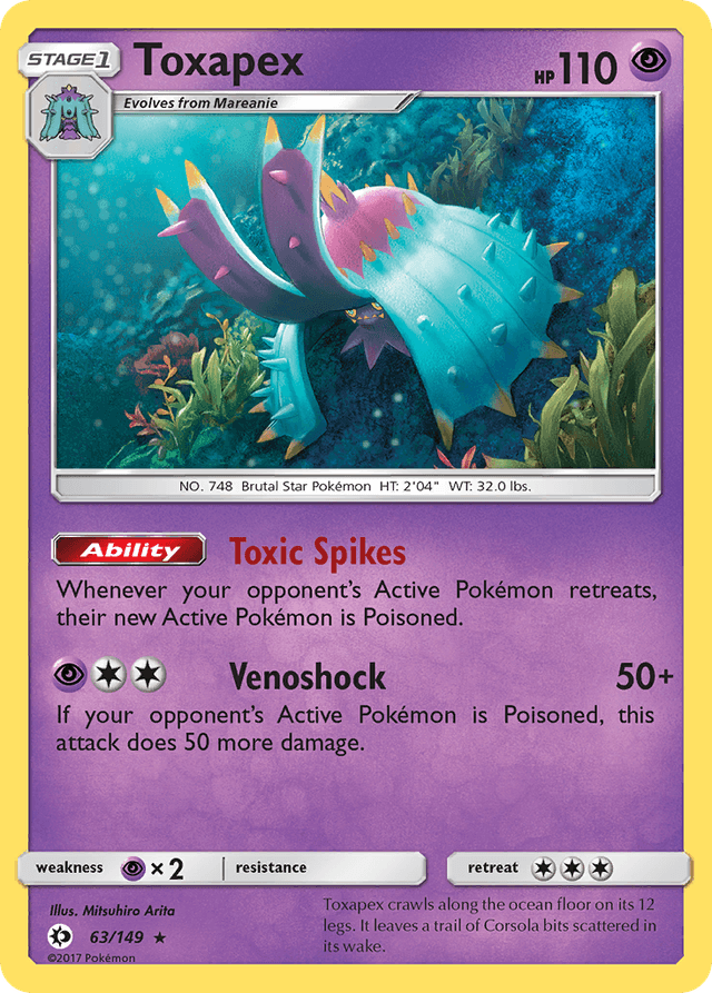 Carta Toxapex 63/149 do set Sun & Moon — Pokémon TCG | Bynx