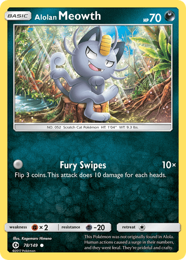 Carta Alolan Meowth 78/149 do set Sun & Moon — Pokémon TCG | Bynx