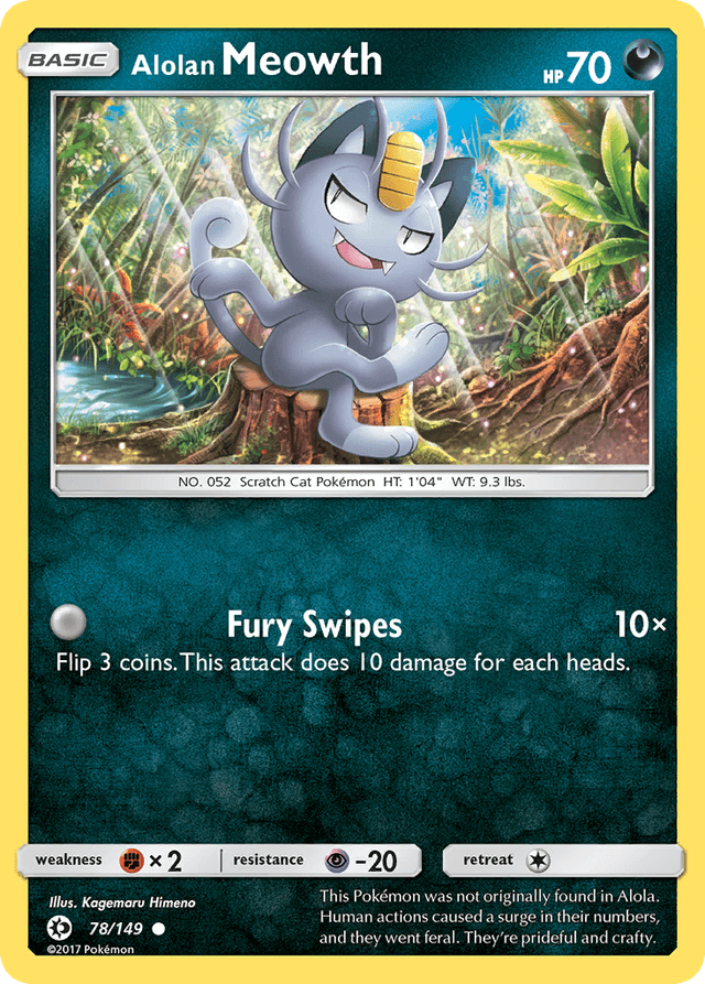 Carta Alolan Meowth 78/149 do set Sun & Moon — Pokémon TCG | Bynx