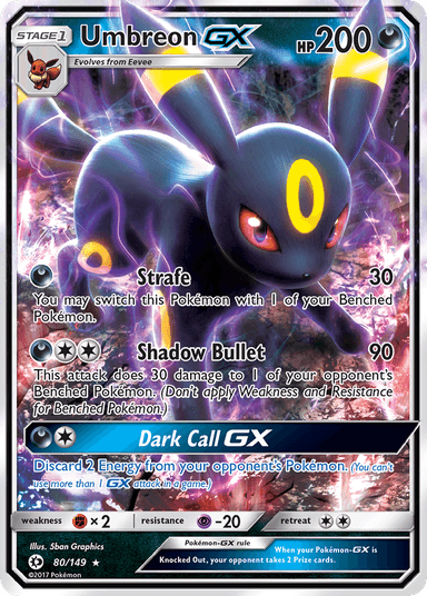Carta Umbreon-GX 80/149 do set Sun & Moon — Pokémon TCG | Bynx