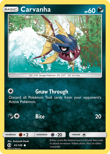 Carta Carvanha 81/149 do set Sun & Moon — Pokémon TCG | Bynx