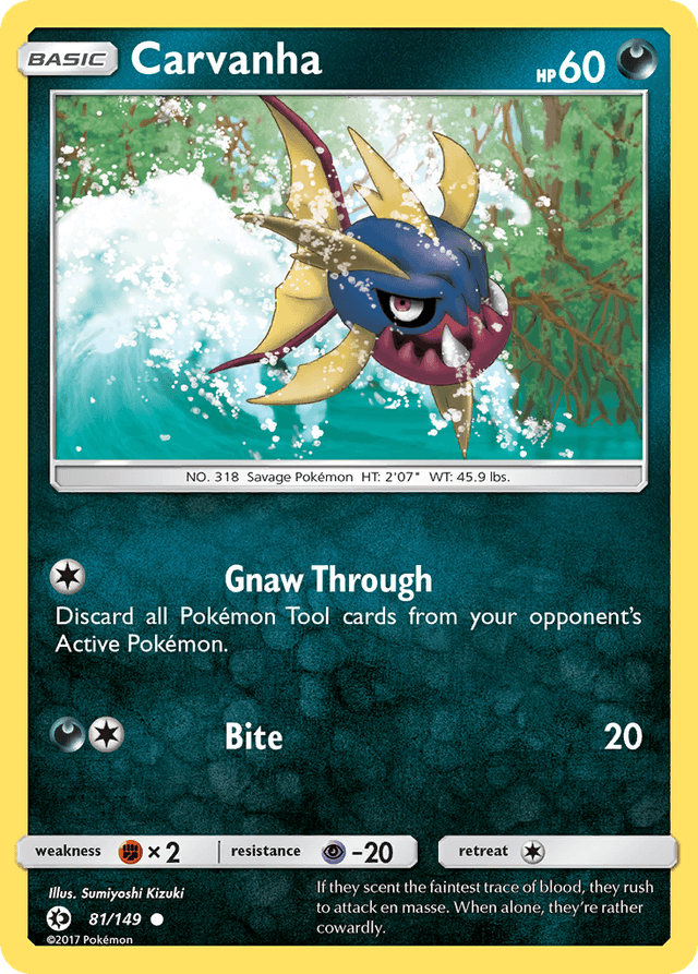 Carta Carvanha 81/149 do set Sun & Moon — Pokémon TCG | Bynx