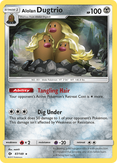 Carta Alolan Dugtrio 87/149 do set Sun & Moon — Pokémon TCG | Bynx
