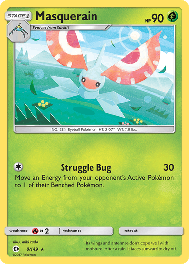 Carta Masquerain 8/149 do set Sun & Moon — Pokémon TCG | Bynx
