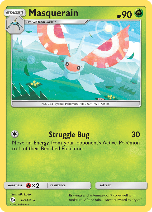 Carta Masquerain 8/149 do set Sun & Moon — Pokémon TCG | Bynx