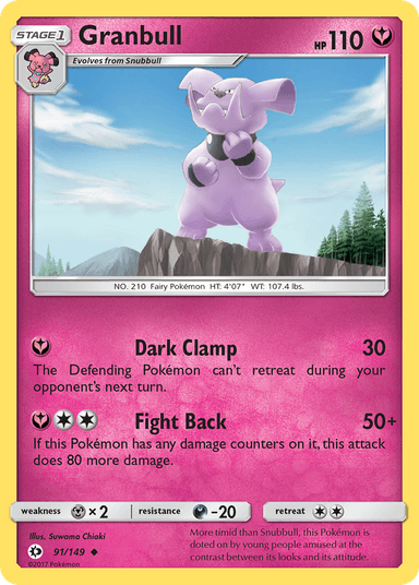 Carta Granbull 91/149 do set Sun & Moon — Pokémon TCG | Bynx