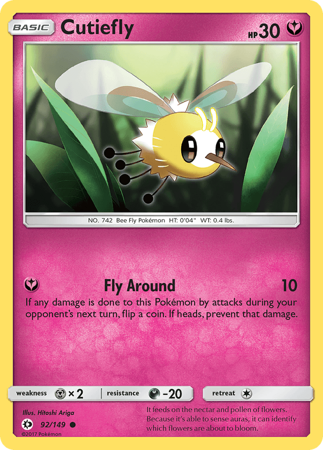 Carta Cutiefly 92/149 do set Sun & Moon — Pokémon TCG | Bynx