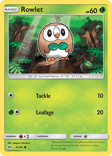 Carta Rowlet 9/149 do set Sun & Moon — Pokémon TCG | Bynx