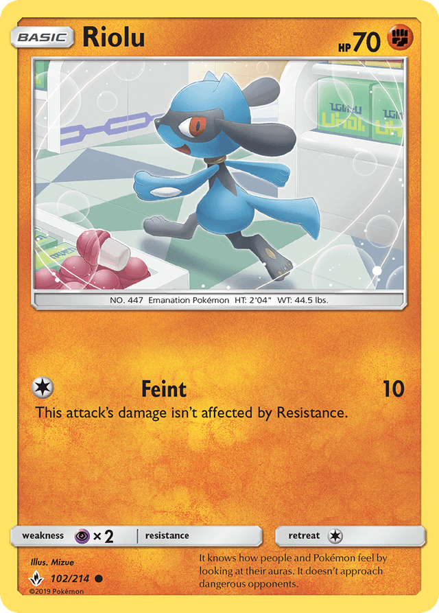 Carta Riolu 102/214 do set Unbroken Bonds — Pokémon TCG | Bynx