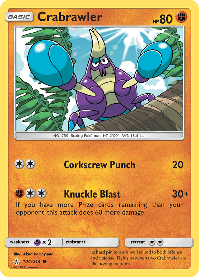 Carta Crabrawler 104/214 do set Unbroken Bonds — Pokémon TCG | Bynx