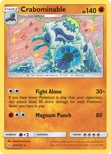 Carta Crabominable 105/214 do set Unbroken Bonds — Pokémon TCG | Bynx