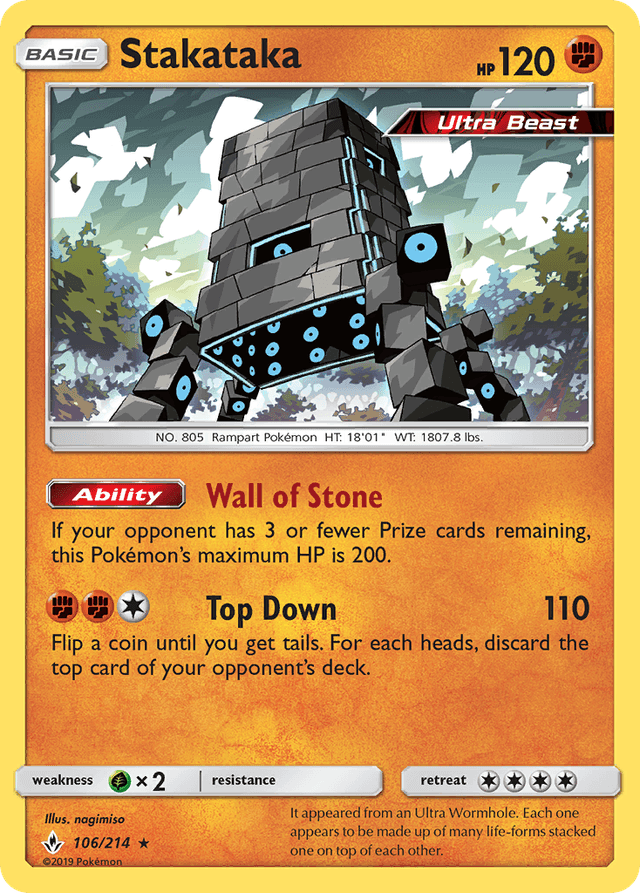 Carta Stakataka 106/214 do set Unbroken Bonds — Pokémon TCG | Bynx