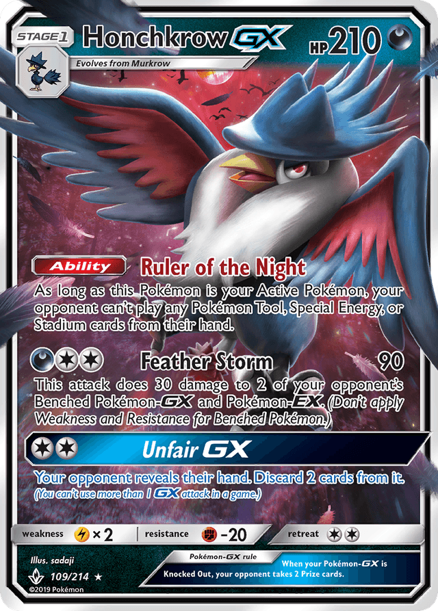 Carta Honchkrow-GX 109/214 do set Unbroken Bonds — Pokémon TCG | Bynx