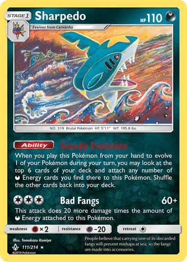 Carta Sharpedo 111/214 do set Unbroken Bonds — Pokémon TCG | Bynx