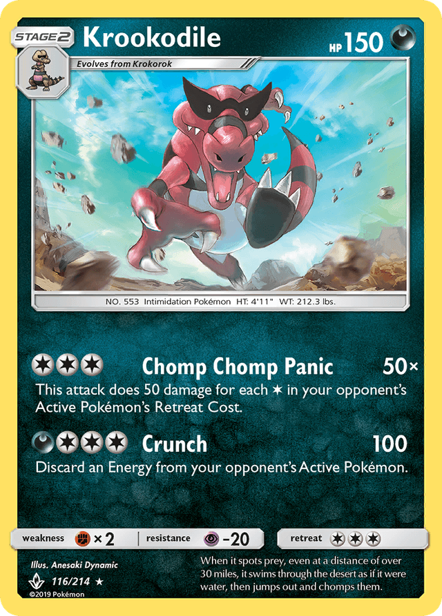 Carta Krookodile 116/214 do set Unbroken Bonds — Pokémon TCG | Bynx