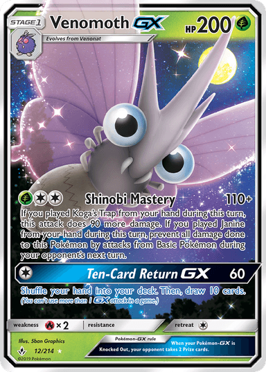 Carta Venomoth-GX 12/214 do set Unbroken Bonds — Pokémon TCG | Bynx