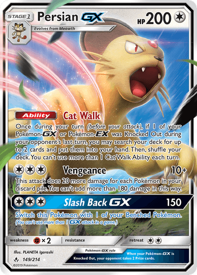Carta Persian-GX 149/214 do set Unbroken Bonds — Pokémon TCG | Bynx